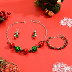 Christmas Jewelry Set Colorful Bells Necklace Bracelet Earrings