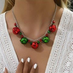 Christmas Jewelry Set Colorful Bells Necklace Bracelet Earrings