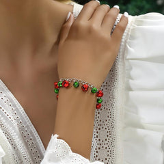 Christmas Jewelry Set Colorful Bells Necklace Bracelet Earrings