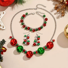 Christmas Jewelry Set Colorful Bells Necklace Bracelet Earrings