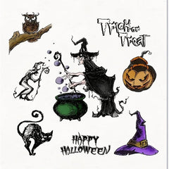 Halloween Witch Owl Pumpkin Clear Stamps