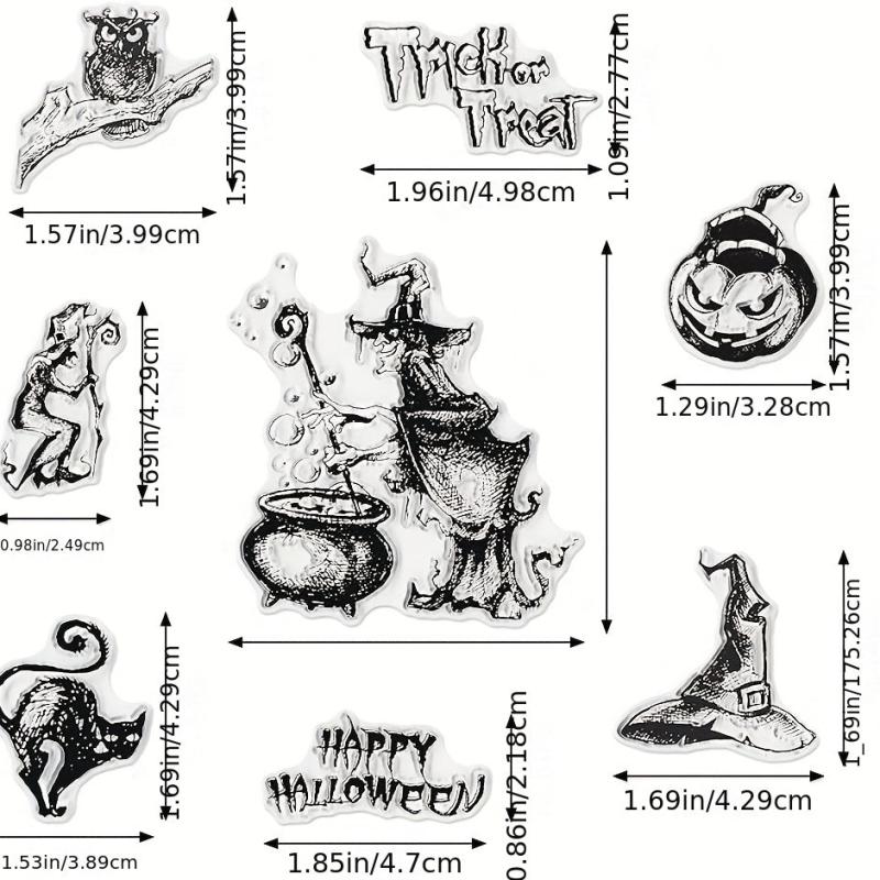 Halloween Witch Owl Pumpkin Clear Stamps