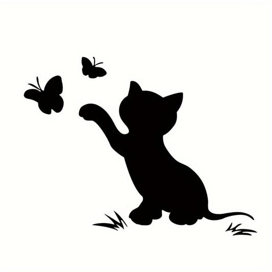 Scratched Cat Butterfly Reflective Car Sticker