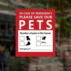 Pet Rescue Window Sticker Emergency Fire Safety Decal Save Our Pets