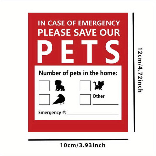 Pet Rescue Window Sticker Emergency Fire Safety Decal Save Our Pets