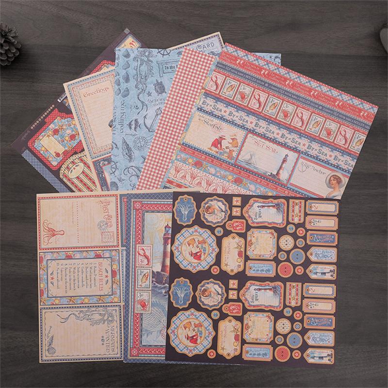 10 Sheets Sea Material Paper Sticker Kids DIY Computer Journal Arts Crafts