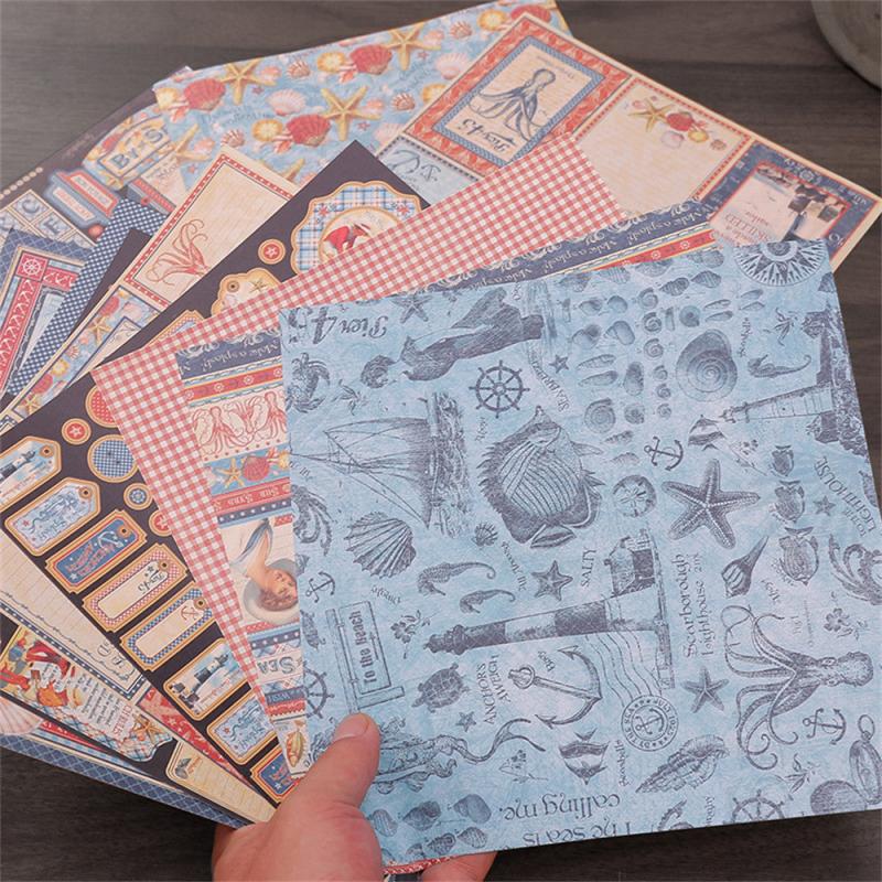10 Sheets Sea Material Paper Sticker Kids DIY Computer Journal Arts Crafts