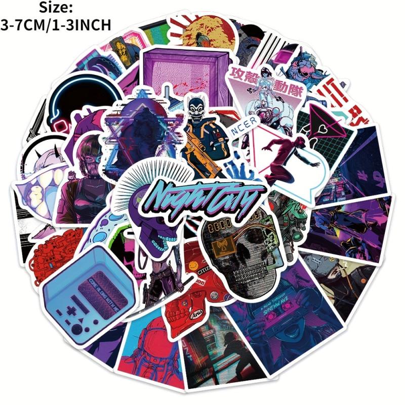 50pcs Cyberpunk Stickers Laptop Phone Waterproof Decoration