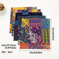5pcs Retro Fabric Patchwork 24x89 for DIY Craft Doll Clothing Sewing Project
