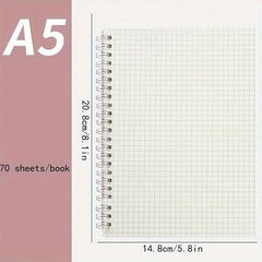 3pcs A5 Spiral Notebook Set Graph Pages 210 Sheets 14.73cm x 20.57cm
