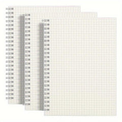 3pcs A5 Spiral Notebook Set Graph Pages 210 Sheets 14.73cm x 20.57cm