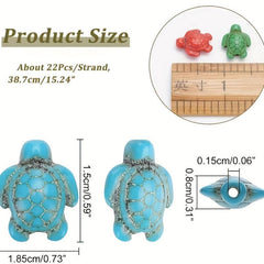 88pcs Synthetic Turquoise Turtle Beads 4 Strands Ocean Animal Spacer Beads