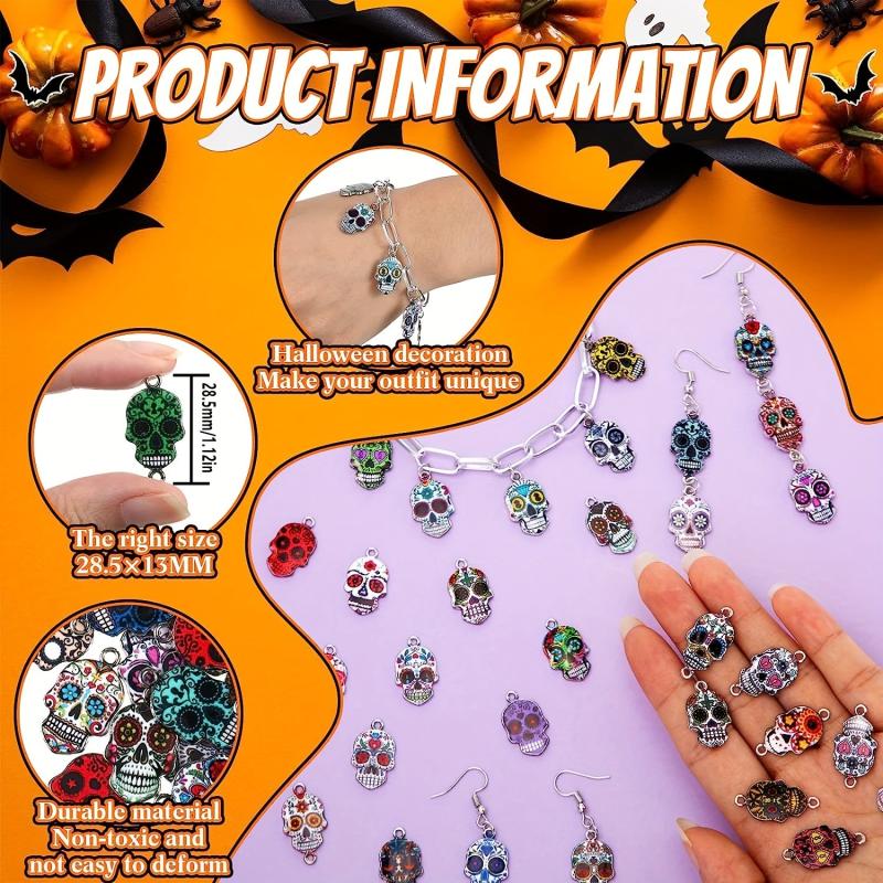 Enamel Skull Charms Halloween Jewelry DIY Making