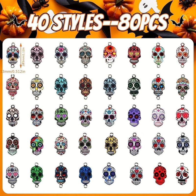 Enamel Skull Charms Halloween Jewelry DIY Making