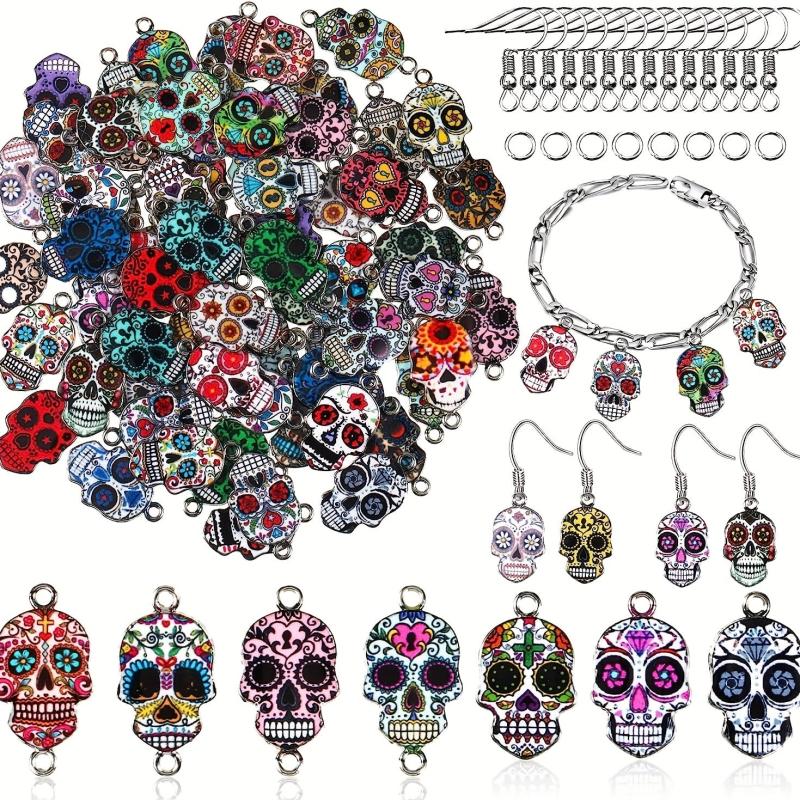 Enamel Skull Charms Halloween Jewelry DIY Making