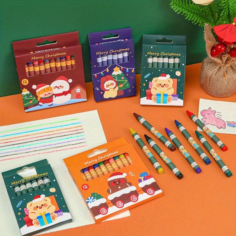 8pcs Christmas Crayon Set Art Pastel Small Gift