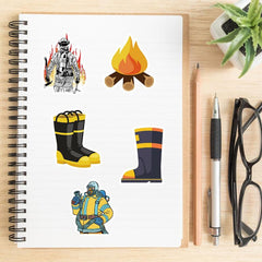 52pcs Firefighter Stickers Brave Fireman Fire Trucks Stickers For Kids