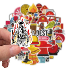 52pcs Firefighter Stickers Brave Fireman Fire Trucks Stickers For Kids