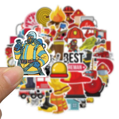 52pcs Firefighter Stickers Brave Fireman Fire Trucks Stickers For Kids