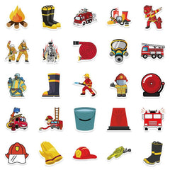 52pcs Firefighter Stickers Brave Fireman Fire Trucks Stickers For Kids