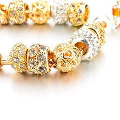 Champagne Stone Bead Bracelet with Heart CZ Pendant