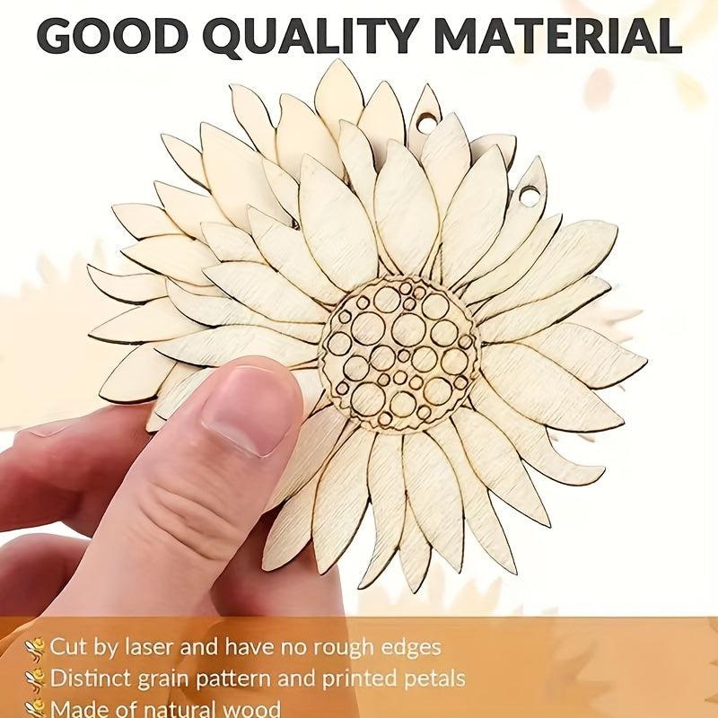 50pcs Sunflower Wood Chips DIY Painting Wooden Products Christmas Party Decor