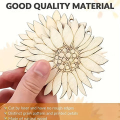 50pcs Sunflower Wood Chips DIY Painting Wooden Products Christmas Party Decor