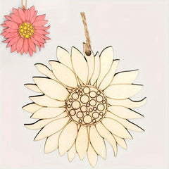 50pcs Sunflower Wood Chips DIY Painting Wooden Products Christmas Party Decor