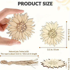 50pcs Sunflower Wood Chips DIY Painting Wooden Products Christmas Party Decor
