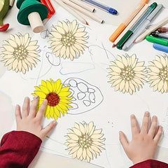 50pcs Sunflower Wood Chips DIY Painting Wooden Products Christmas Party Decor