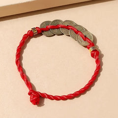 Five Emperor Money Red Rope Bracelet Lucky Transfer