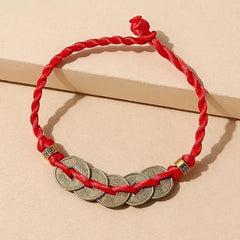 Five Emperor Money Red Rope Bracelet Lucky Transfer