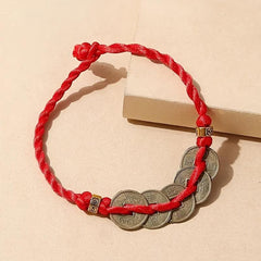 Five Emperor Money Red Rope Bracelet Lucky Transfer