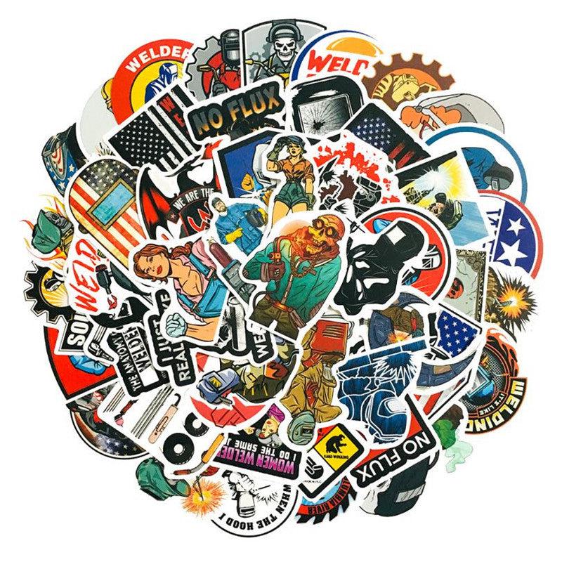 50PCS Toolbox Helmet Welding Stickers for Construction Guitar Notebook