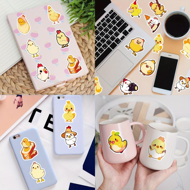 50pcs Chicken Stickers Waterproof Little Yellow Chicken DIY Vinyl Stickers
