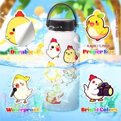 50pcs Chicken Stickers Waterproof Little Yellow Chicken DIY Vinyl Stickers