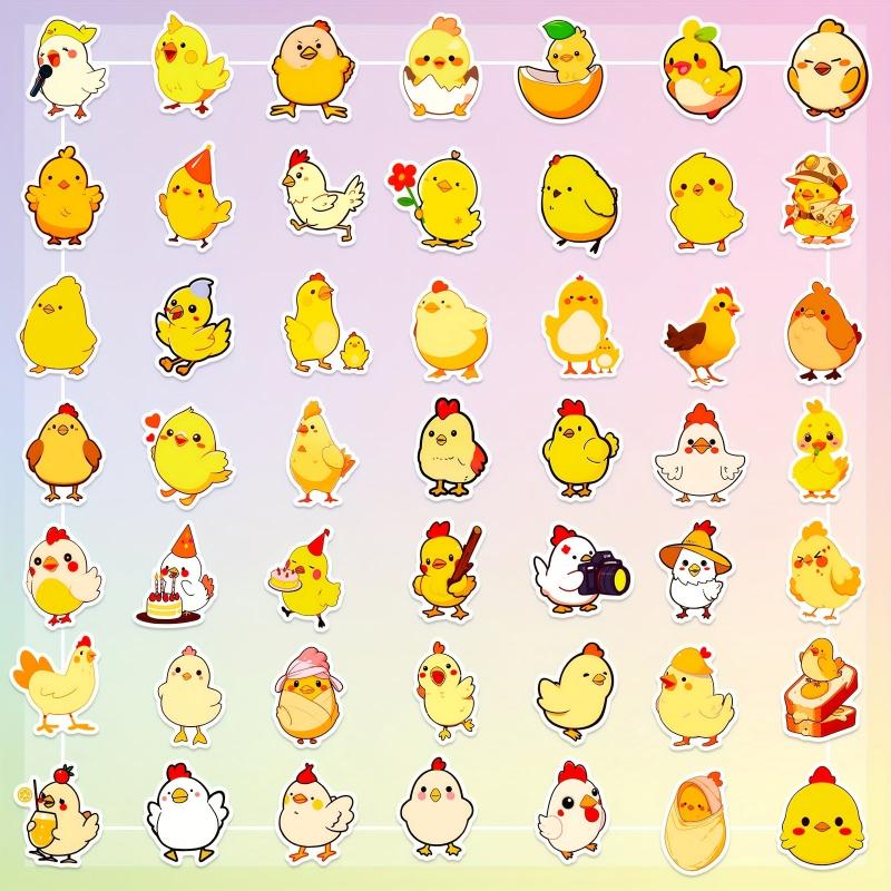 50pcs Chicken Stickers Waterproof Little Yellow Chicken DIY Vinyl Stickers