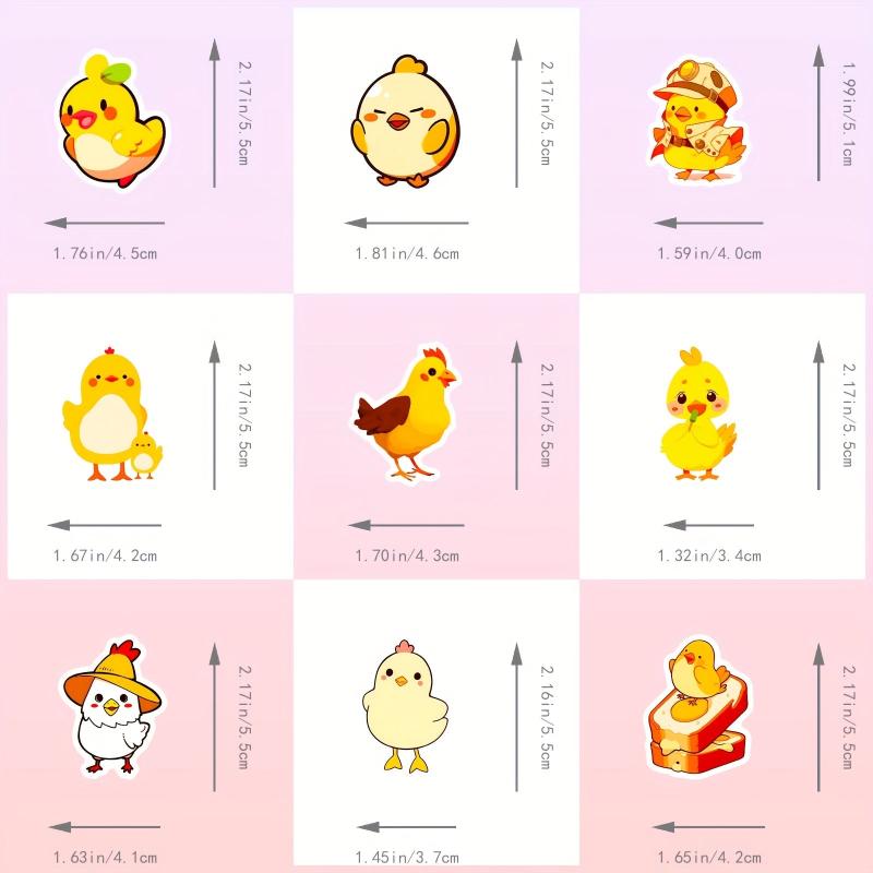 50pcs Chicken Stickers Waterproof Little Yellow Chicken DIY Vinyl Stickers