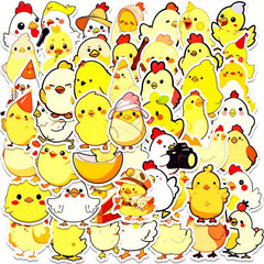 50pcs Chicken Stickers Waterproof Little Yellow Chicken DIY Vinyl Stickers