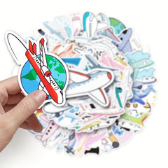 50pcs Cartoon Airplane Doodle Stickers for Skateboard Phone Cases Luggage