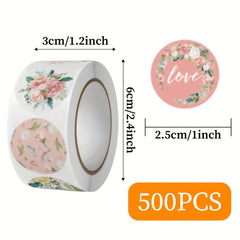 500pcs Love Flowers Decorative Gift Label Stickers