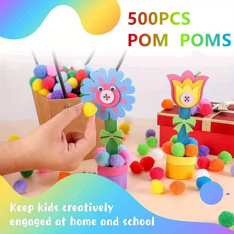 500pcs Assorted Pom Poms for DIY Crafts and Gift Wrapping