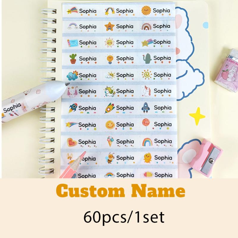 Custom Name Table Stickers Waterproof Personal Tag Labels for Girls
