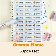Custom Name Table Stickers Waterproof Personal Tag Labels for Girls