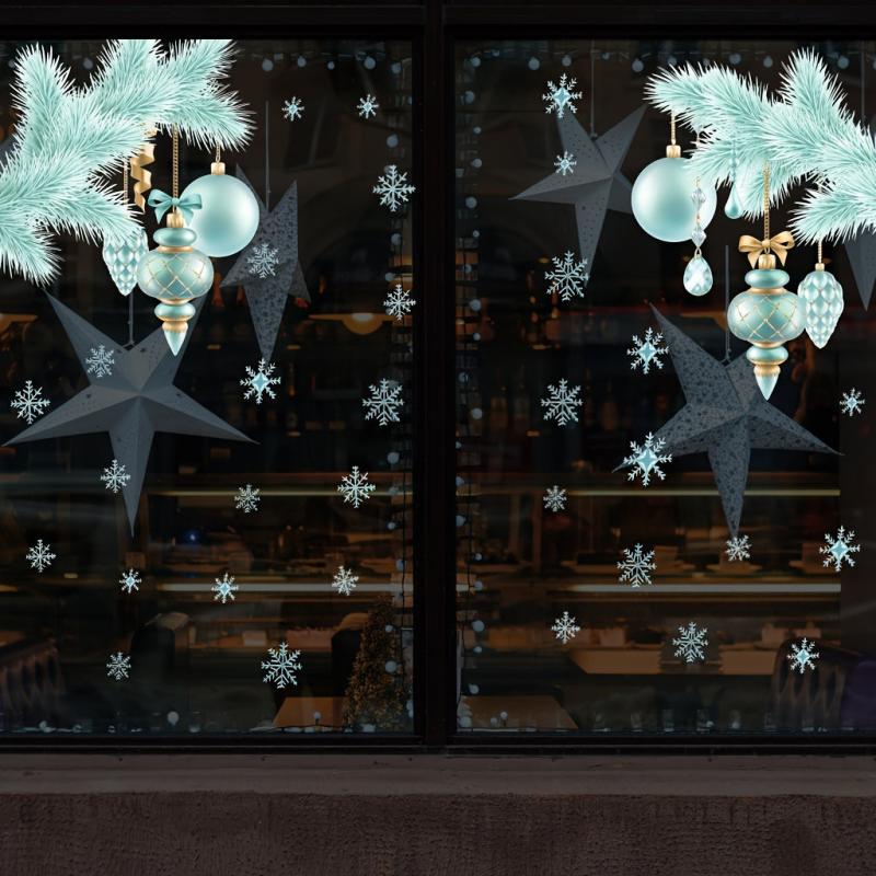 2pcs Christmas Wall Decal Stickers Holiday Decor Art For Home Office Window