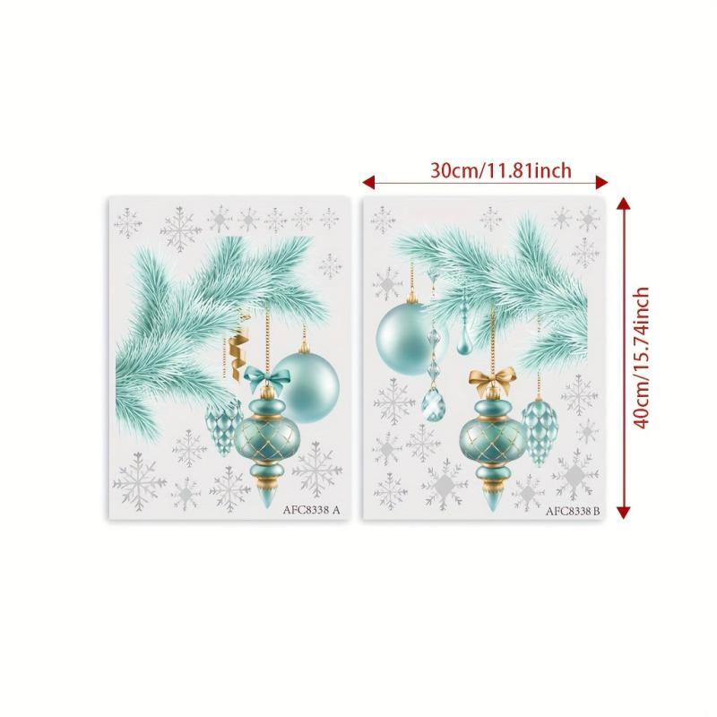 2pcs Christmas Wall Decal Stickers Holiday Decor Art For Home Office Window