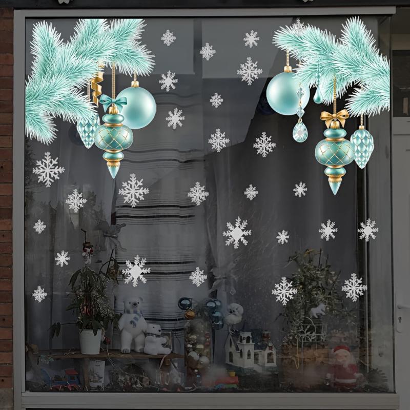 2pcs Christmas Wall Decal Stickers Holiday Decor Art For Home Office Window