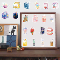 50 pcs Snack Drink Food Stickers for Bottles Laptops