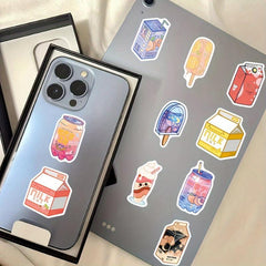 50 pcs Snack Drink Food Stickers for Bottles Laptops