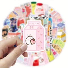 50 pcs Snack Drink Food Stickers for Bottles Laptops